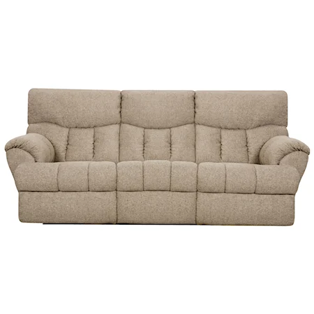 Powerized Double Reclining Sofa with Two End Recliners and Padded Footrests